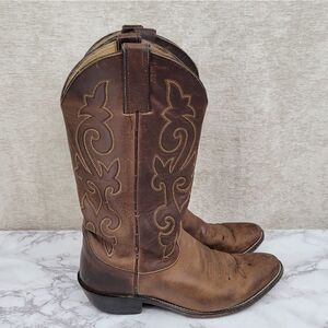 Justin Boots 2253 Buck Bay Apache Brown Western Cowboy Boots Leather Men's 8